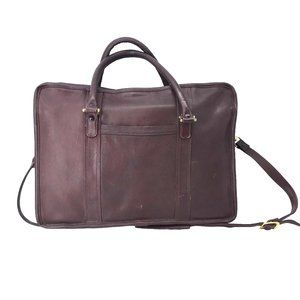 Womens Laptop Messenger Bag Pockets Burgundy Leather Crossbody Strap 16 X 11